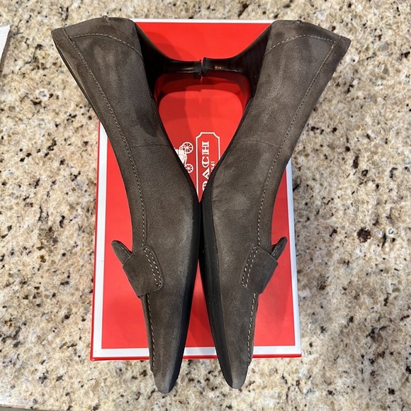 Coach Winnie Feathered Grey Suede Pointed Toe Kitten Heels - Picture 9 of 16